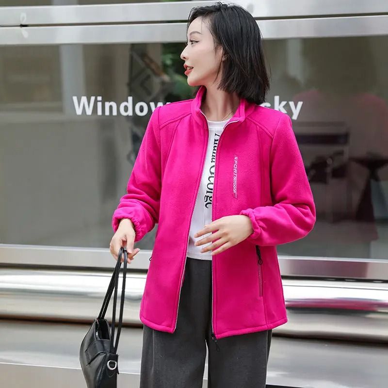 Women Polar Fleece Jacket with Zipper Front