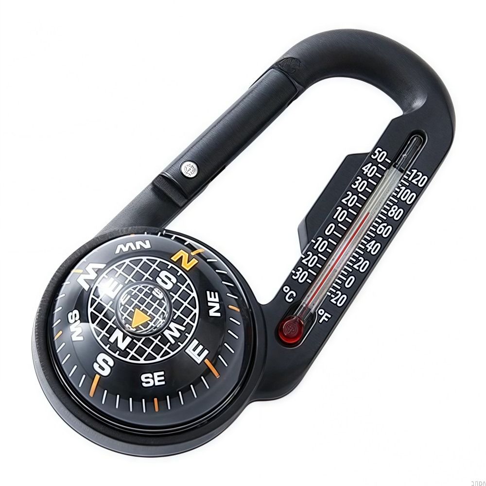 Multifunctional  Survival Carabiner Keychain with Compass and Thermometer
