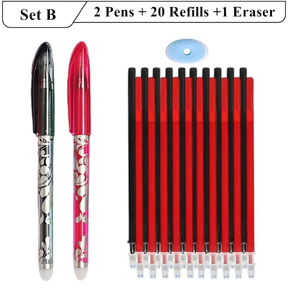 PrecisionWrite 0.5mm Erasable Gel Pens Set with 20 Refills & Eraser – Smooth Writing Refillable Stationery Kit