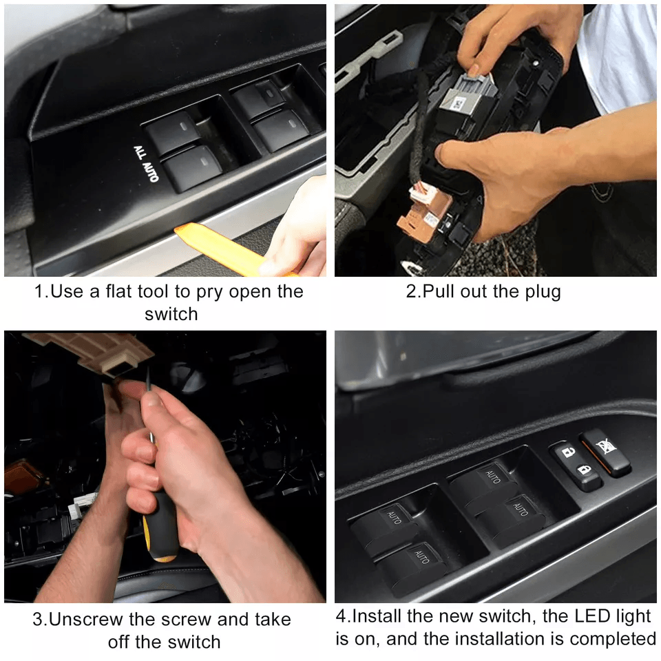 LED Power Window Switch Driver Side Fit For Toyota Tundra, Auto Up Down Function, Durable ABS, OEM Replacement