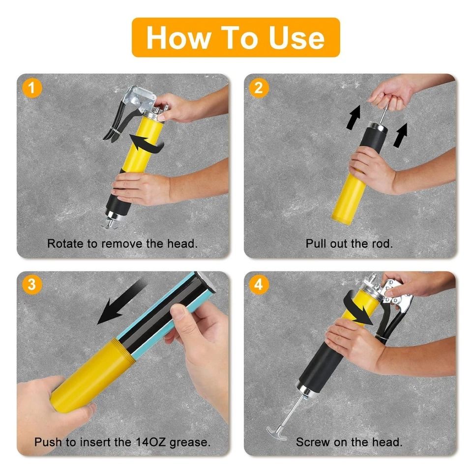 High Pressure Grease Gun Kit, Capacity, Pistol Grip, Flexible Hose, Jaw Couplers