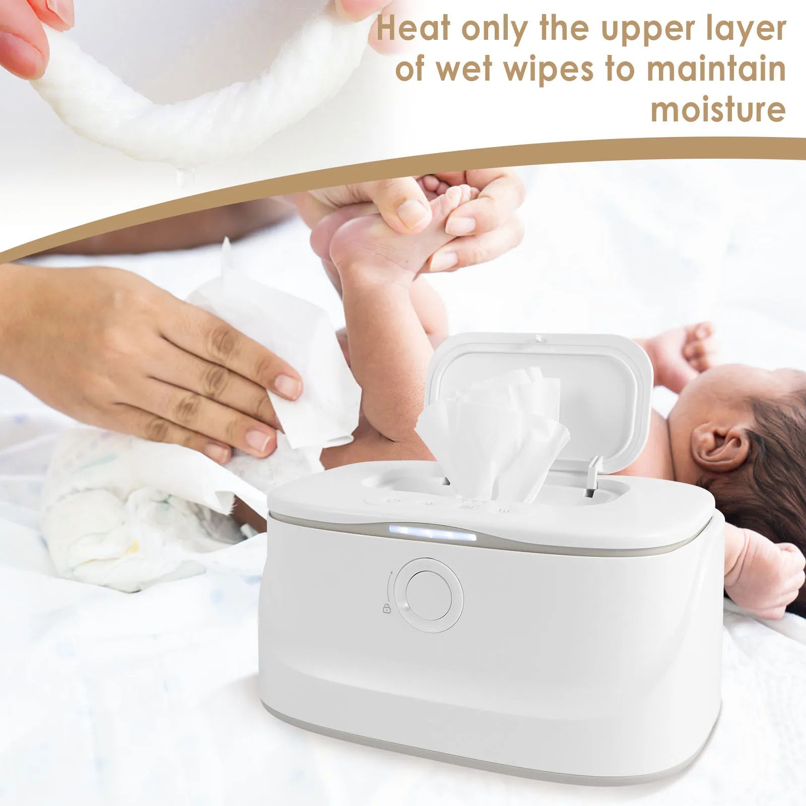 Premium Baby Wipe Warmer & Dispenser with LED Light - Large Capacity baby wipe warmer with adjustable temperature baby w