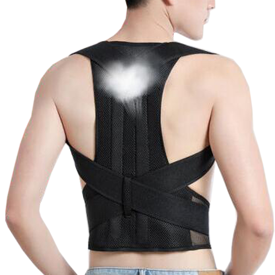 Neoprene Back Corset Brace for Posture Correction, Medical Alloy Bar Spine Support Belt for Back Pain Relief Men Women