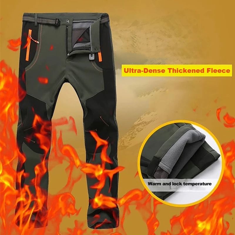 Mens Winter Waterproof Hiking Pants with Fleece Lining