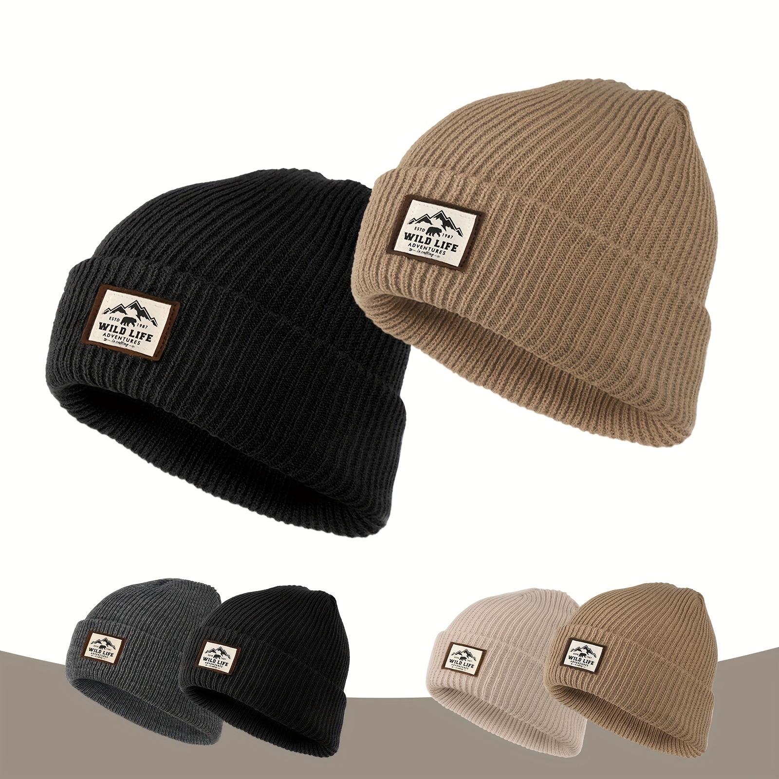 Soft Elastic Warm Knitted Beanie Hat, Windproof Cycling Skull Cap for Men and Women, Perfect for Hiking and Camping