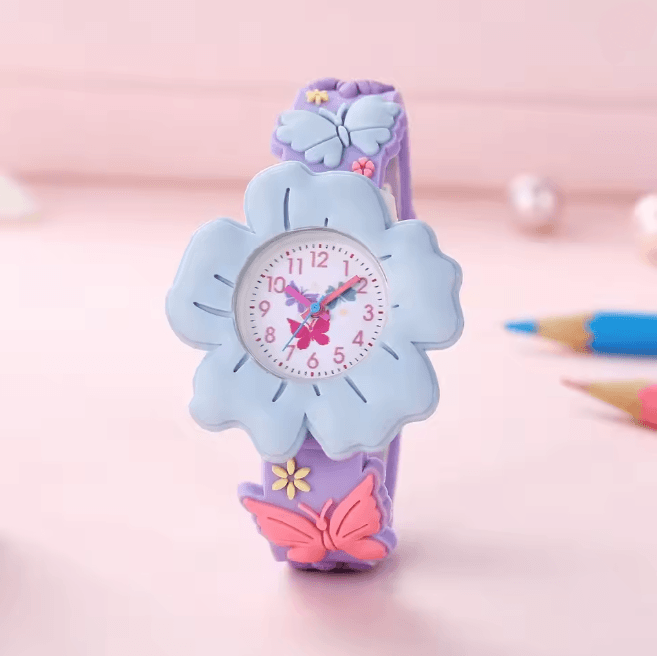 Kids Cartoon Learning Watch Flower Butterfly Soft Strap