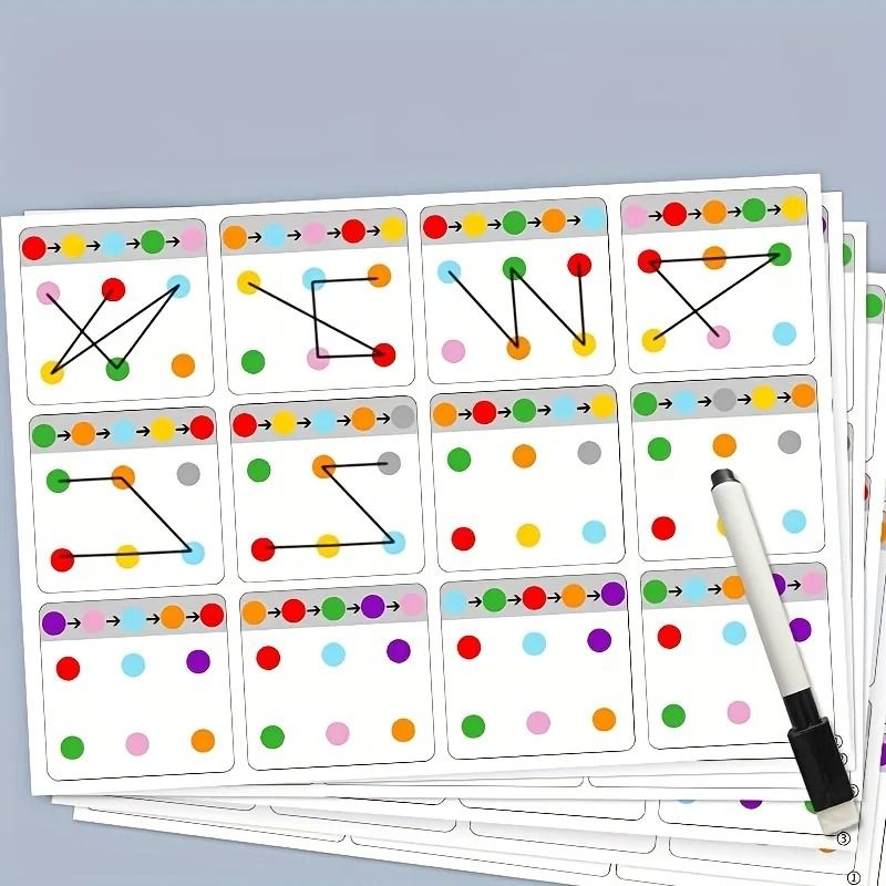 Visual Tracking Focus and Attention Training Card for Kids Color and Number Recognition