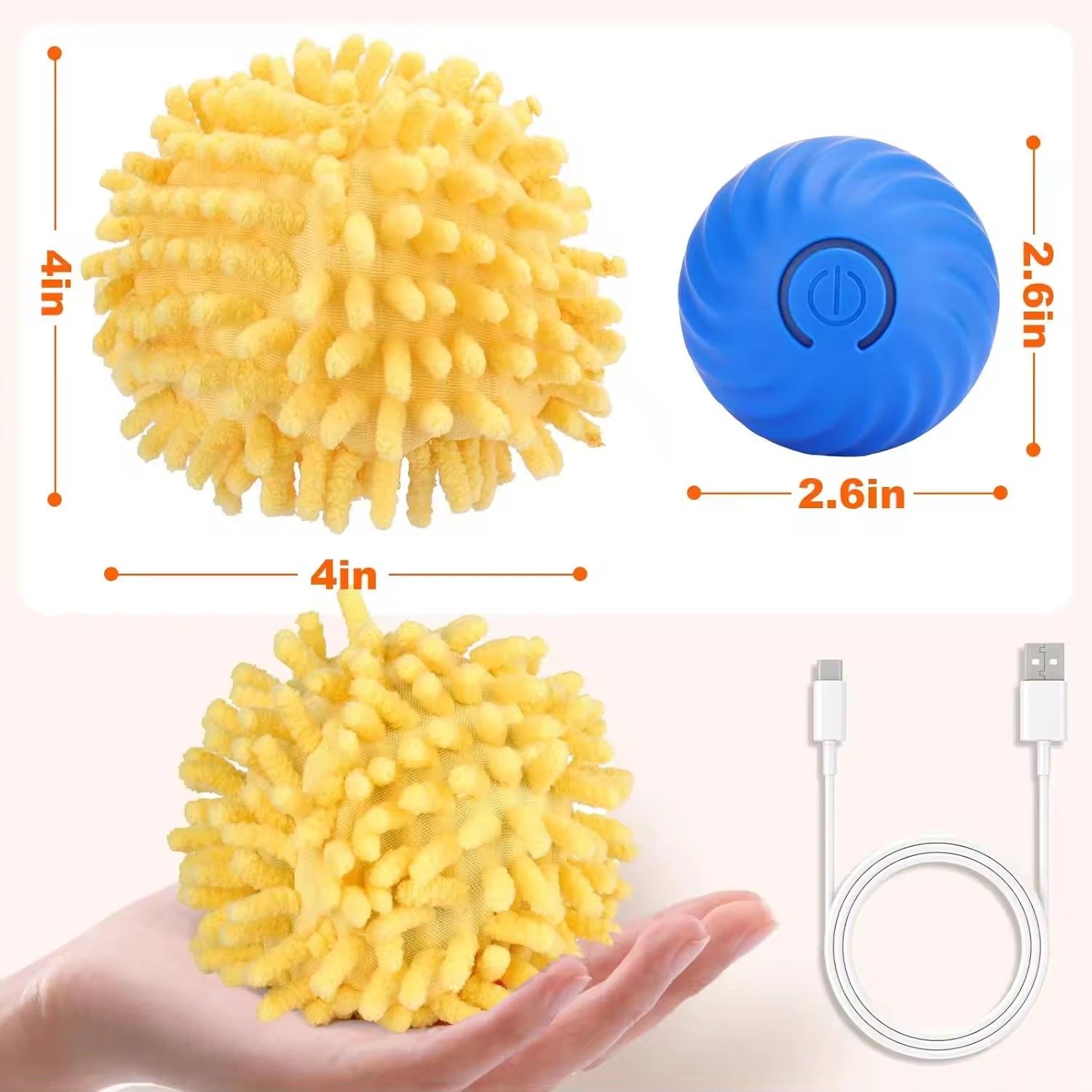 Self Rolling Dog Ball with Plush Cover, Motion Activated Interactive Toy