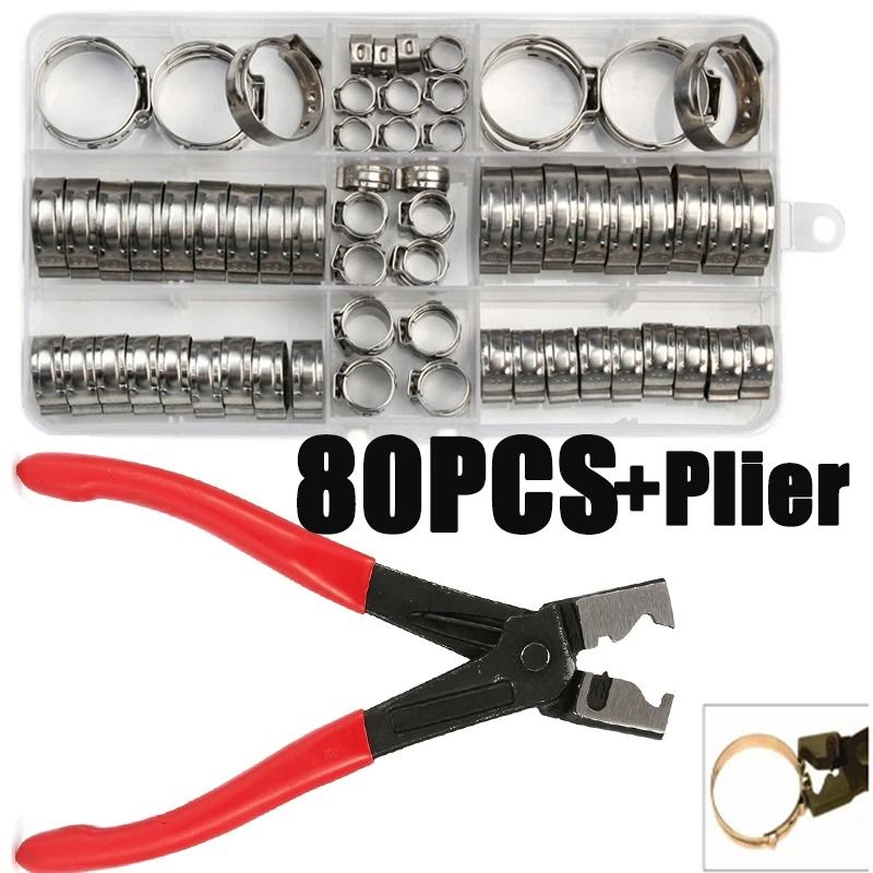 Stainless Steel Hose Clamp Set with Pliers for Secure and Leakproof Connections