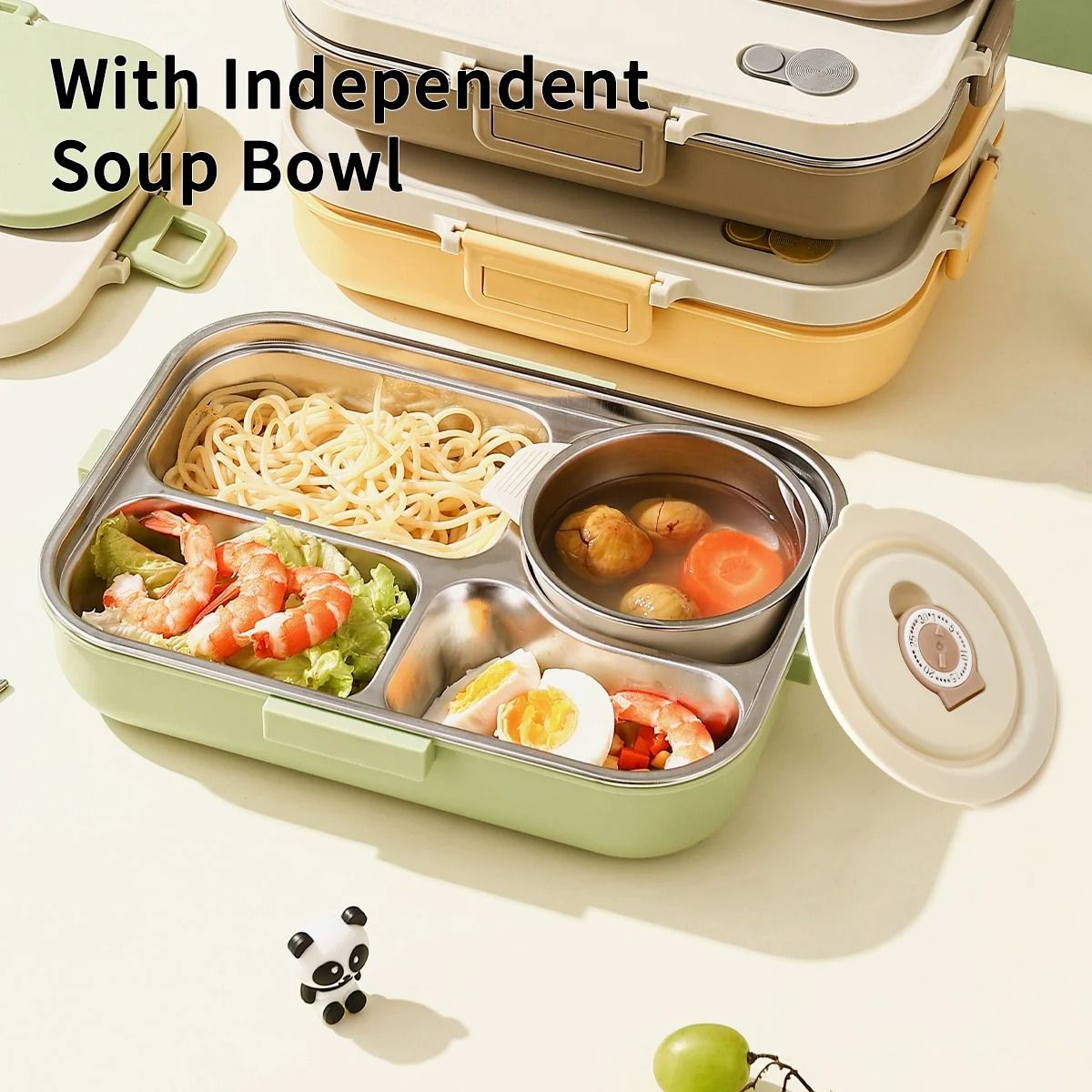 Stainless Steel Divided Lunch Container Large Capacity Bento Lunch Box Set