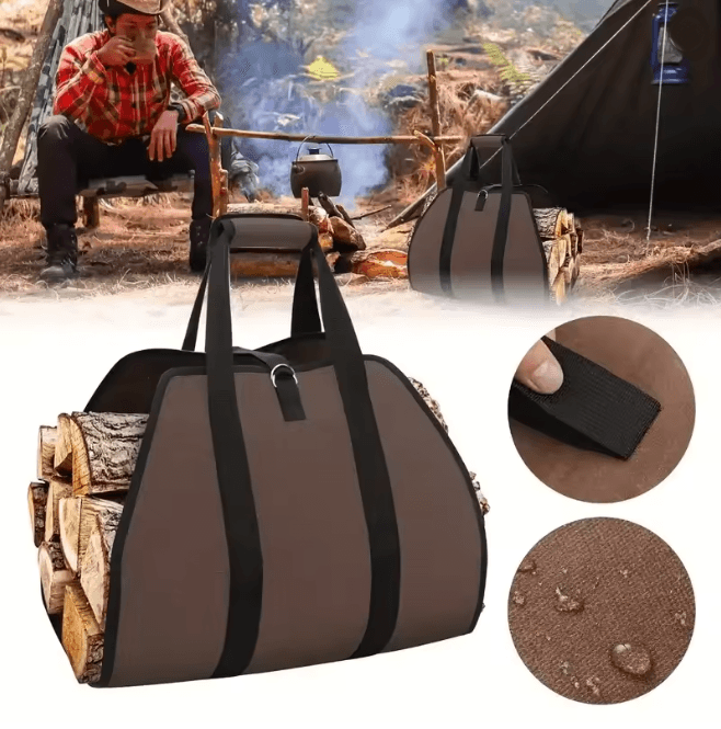 Large Capacity Firewood Carry Bag Durable Log Storage and Transport Tote