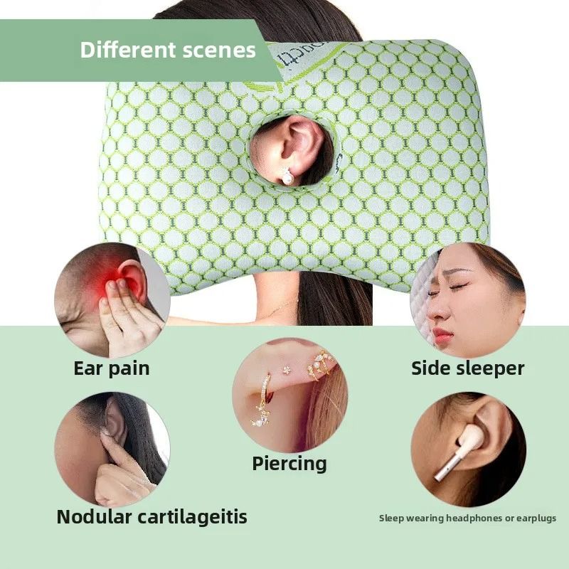 Bamboo Fiber Ear Pillow Orthopedic Side Sleeping Pillow for Adults and Seniors
