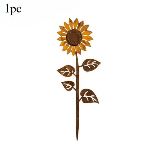 Rustic Metal Sunflower Garden Stake – Vintage Outdoor Yard Art Accent