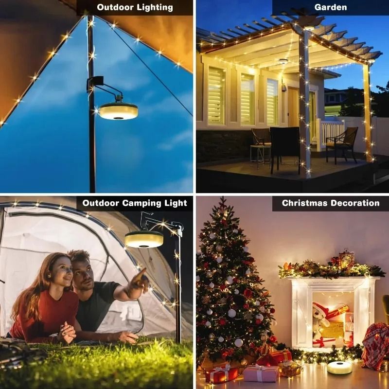 Rechargeable LED String Lights for Camping and Outdoor Decor
