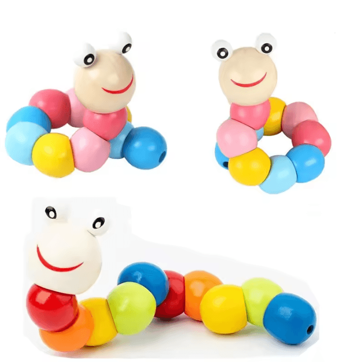 Colorful Montessori Caterpillar Wooden Toy for Sensory Learning & Play
