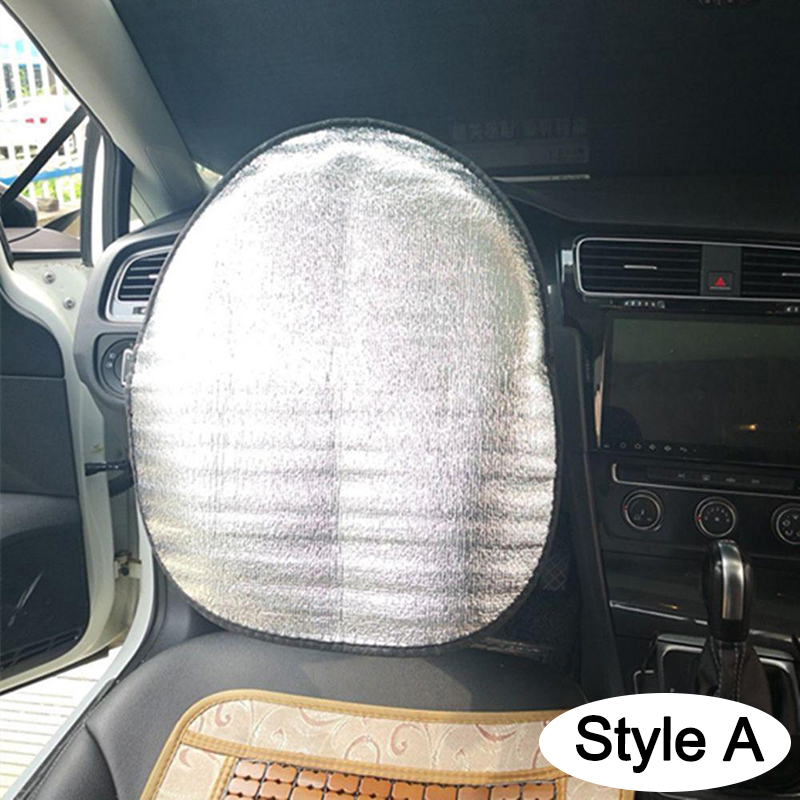 Car Steering Wheel Sun Shade, Double Thick Sun Protection, Anti-UV, Foldable Sunscreen Cover, Silver, Car Steering Wheel