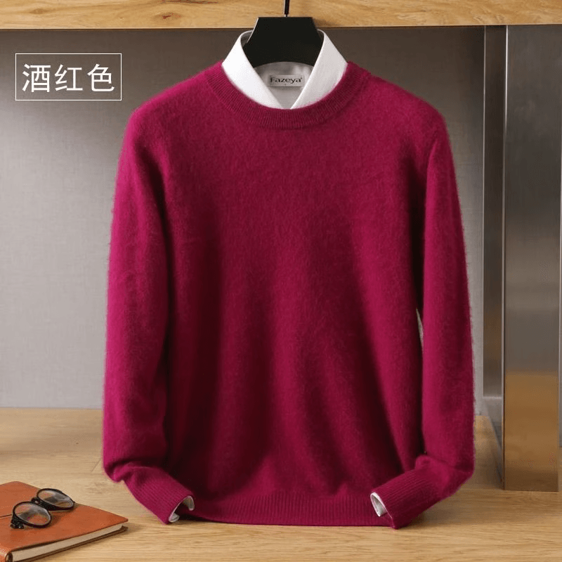 Men's O-Neck Knit Sweater for Winter Warmth, Soft Comfort & Clean Style