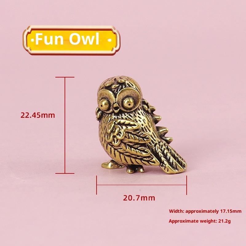 Mini Owl Statue, Retro Bird Animal Figurines, Metal Brass Tea Pet Table Ornament, Home Accessories