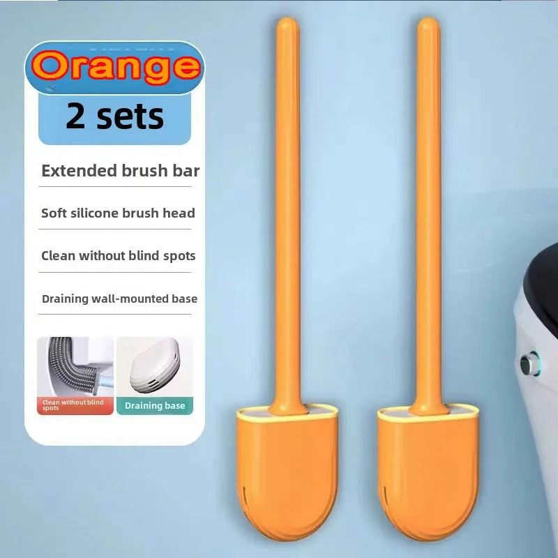 Hanging silicone toilet brush with Quick Dry Holder and Long Handle Bathroom Cleaner