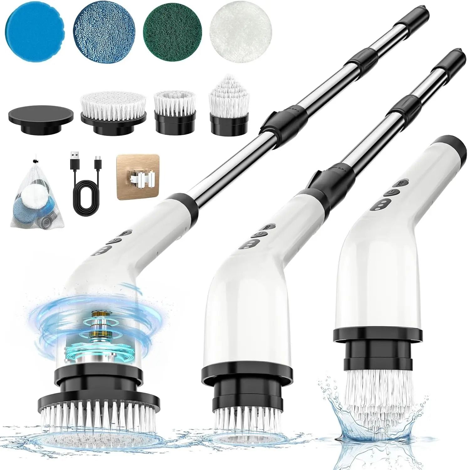 Electric Spin Scrubber Cleaning Brush with Adjustable Handle