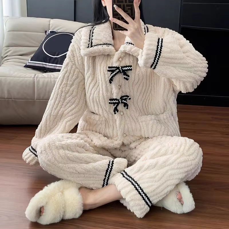 Women's Pajamas for Autumn and Winter, Warm Padded Home Wear, Thickened Princess Clothes for Students, Cozy Women