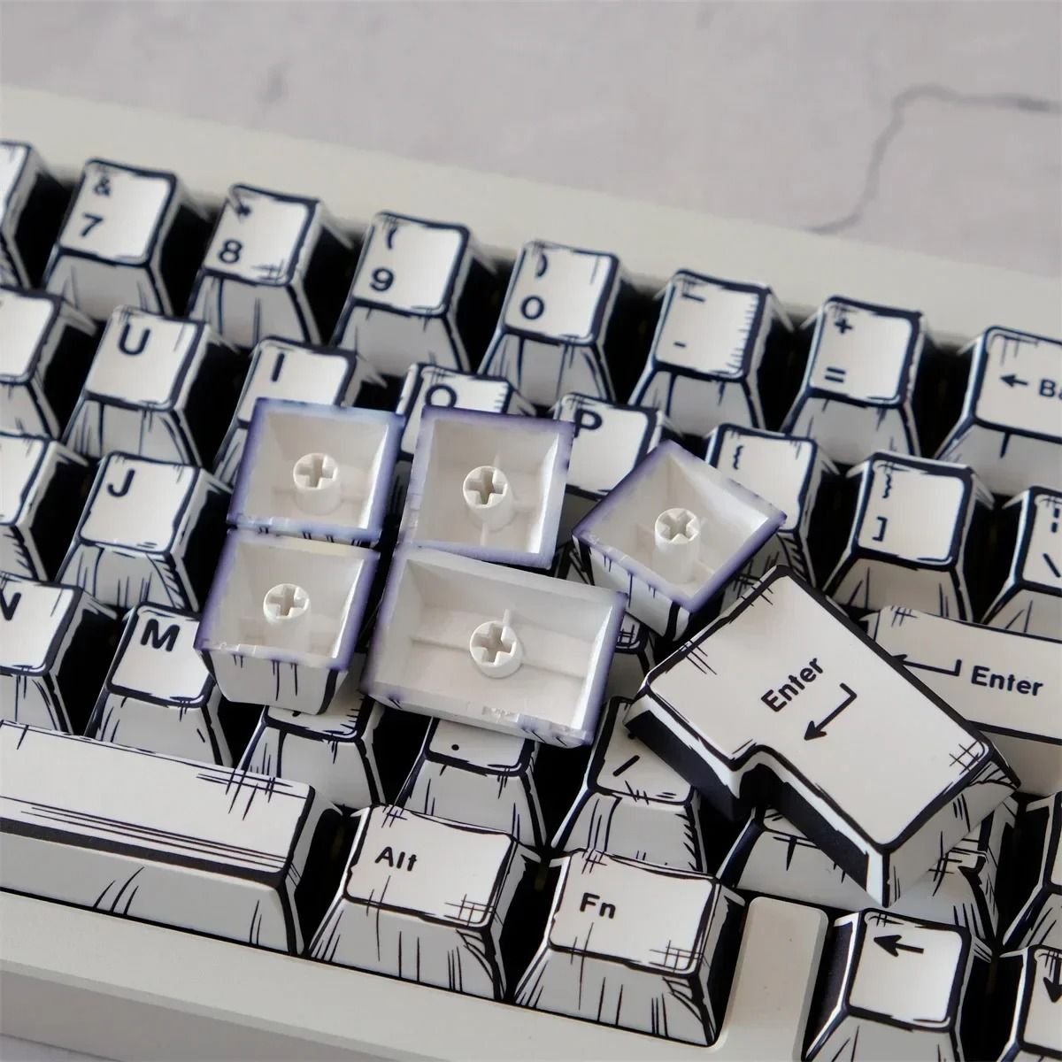 Comic Style PBT Keycap Set for Mechanical Keyboards 151 Keys Cherry Profile