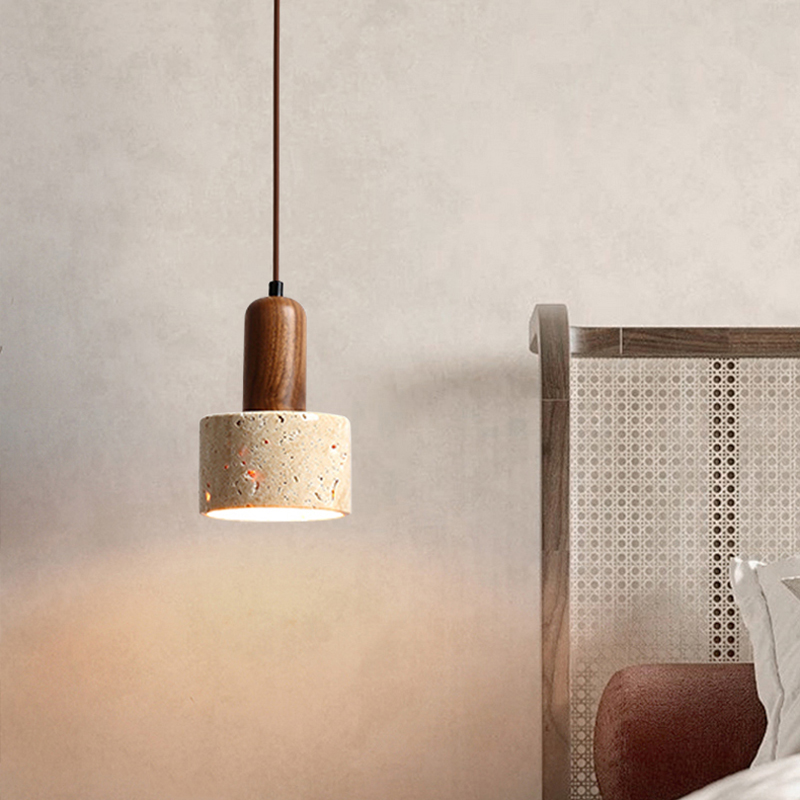 Popular Wabi Sabi Travertine Droplight, Over Dining Desk Kitchen Island, Yellow Marble Restaurant Decor Pendant Lamp Bed