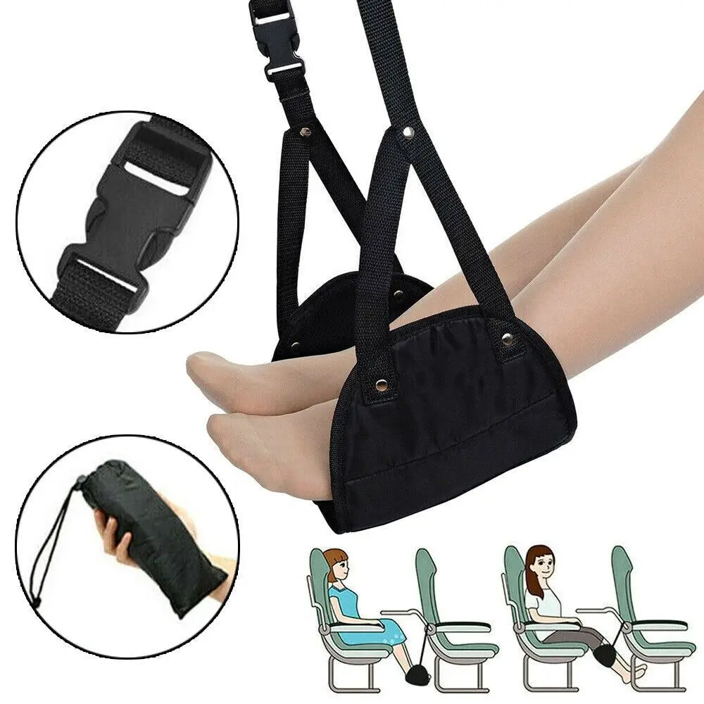 Premium Memory Foam Footrest Hammock, Comfy Hanger Travel Airplane Foot Swing Chair
