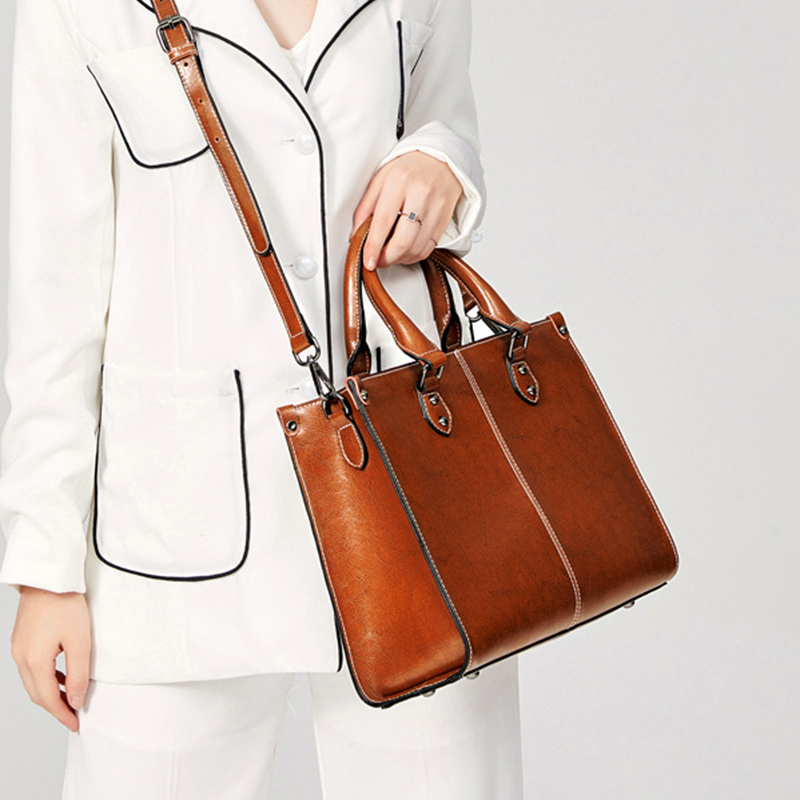Premium Genuine Leather Handbag for Women Crossbody Shoulder Tote in Real Cowhide