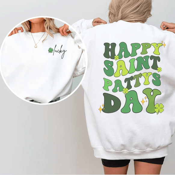 St Patricks Day Shirt for Women Lucky Shamrock Crewneck Irish Sweatshirt