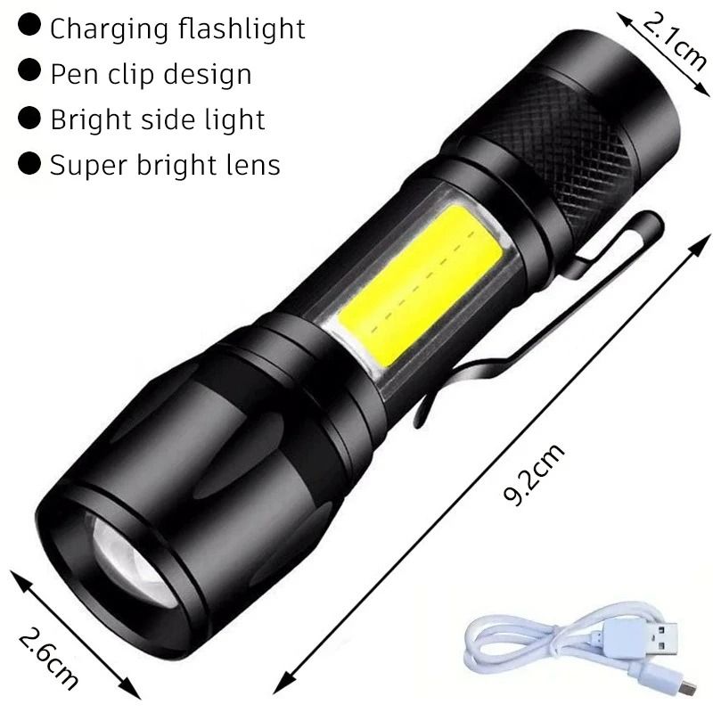 Super Bright USB Rechargeable LED Flashlight with Long Range Beam