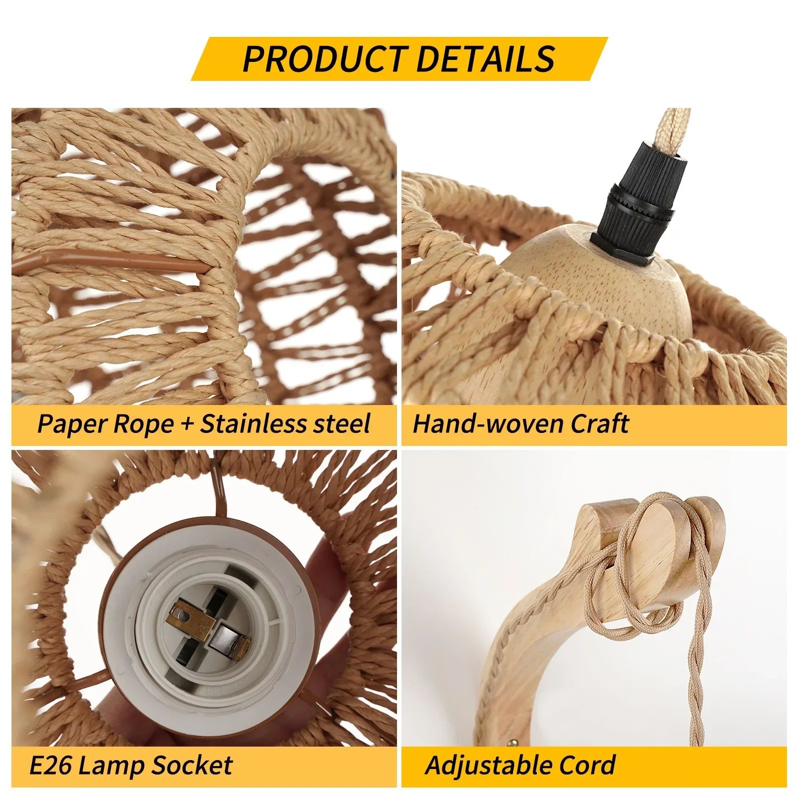 Boho Rattan Wall Lamp – Handwoven Rustic Wall Sconce with E27 Bulb Base