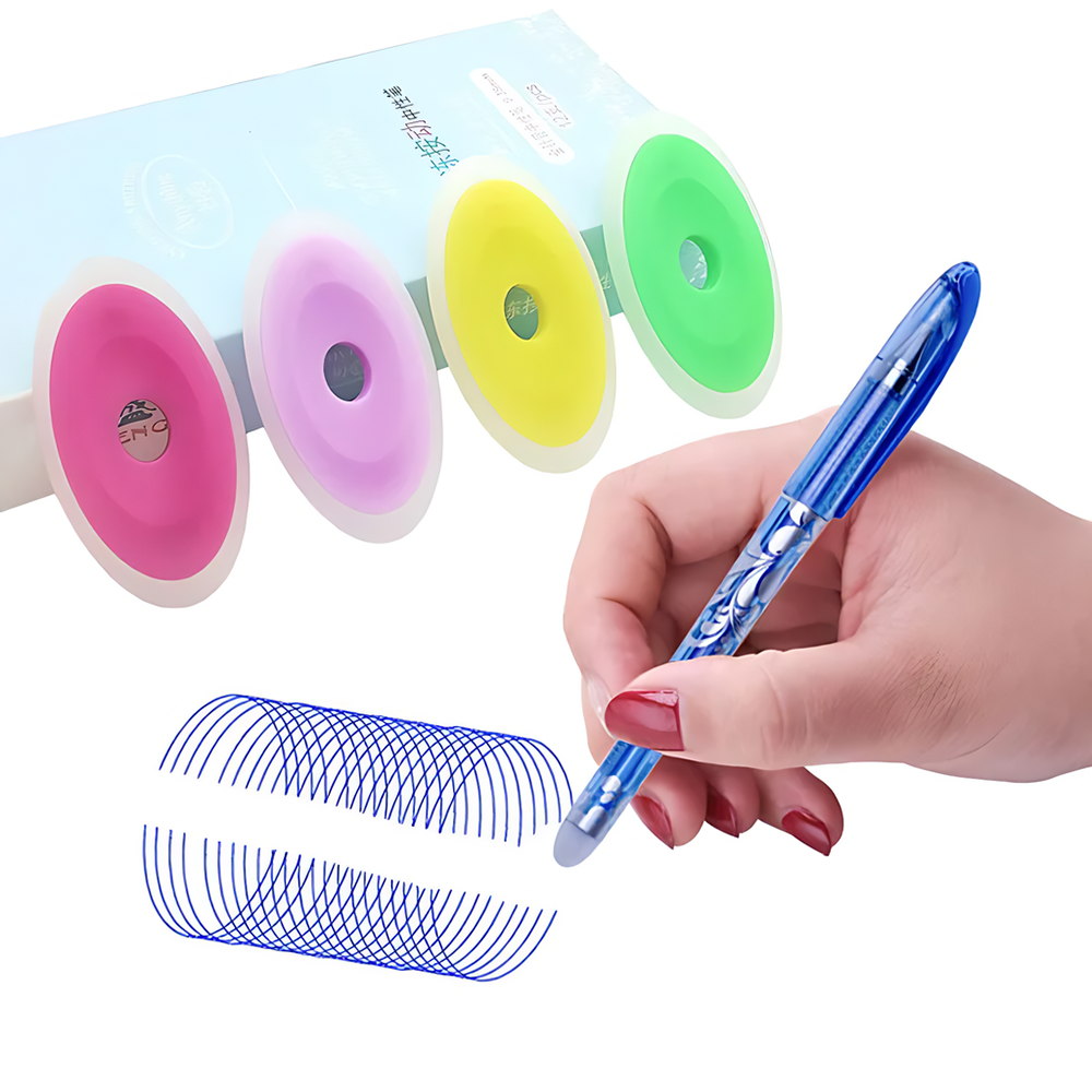 Premium Black & Blue Ink Gel Pen Set Ball Tip Magic Pen with Eraser, Erasable Pens with Refills, Extra Eraser