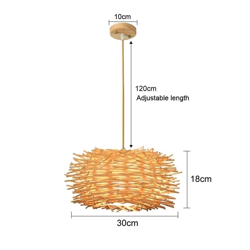 Rattan Wicker Bamboo Pendant Ceiling Lamp
