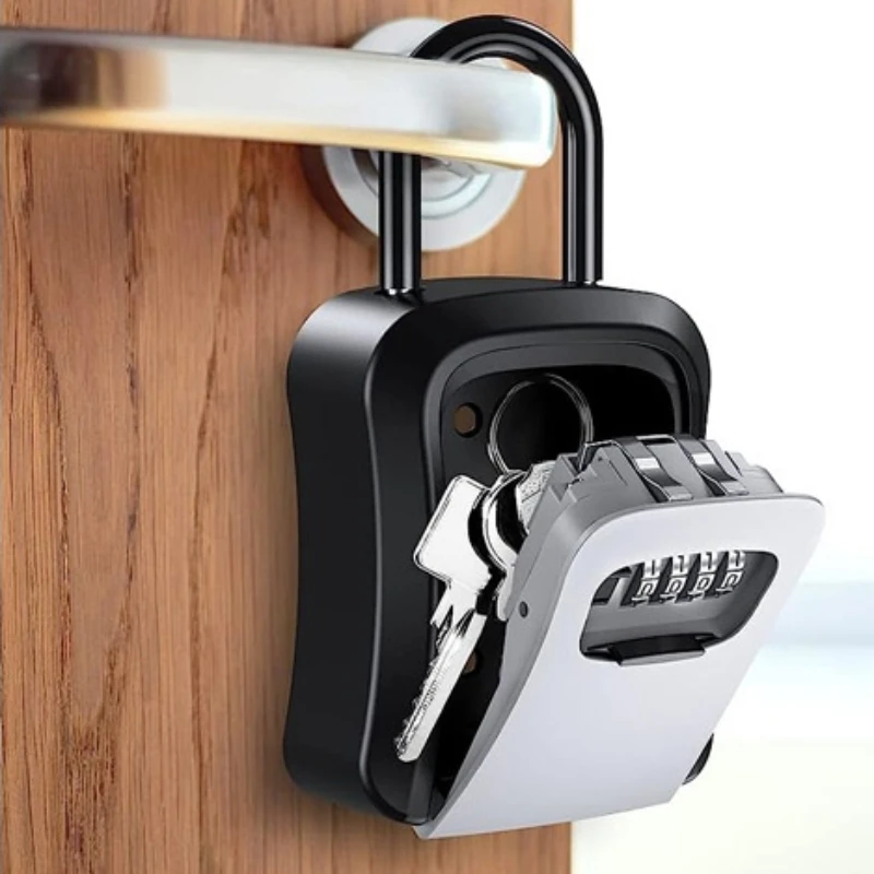 Waterproof Digit Code Key Box Outdoor Password Storage with Steel Wire Hanging Locking Hook Easy Installation