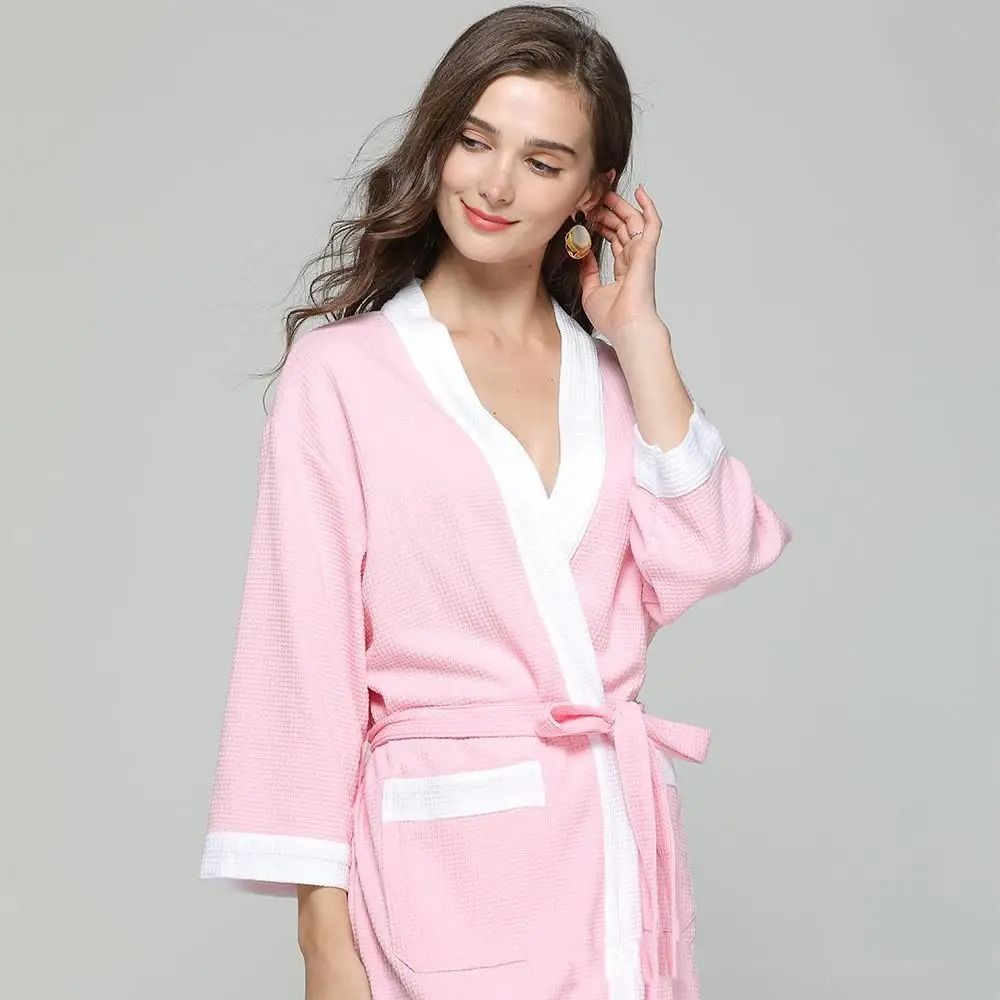 Mens & Womens Cotton Waffle Kimono Robe – Professional Couple's Sauna Yukata & Casual Home Wear