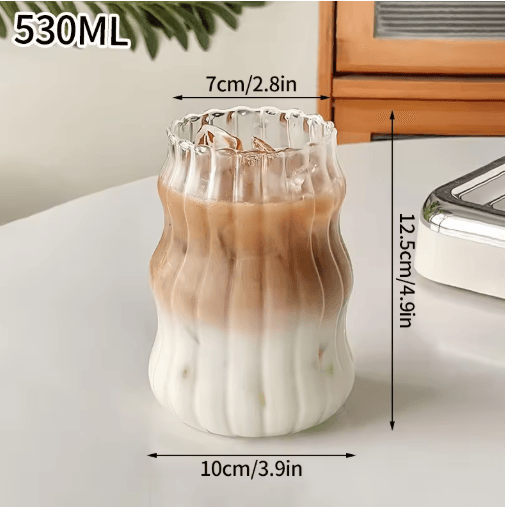RippleWave Transparent Drinking Glass – Creative Wave Iced Coffee Tumbler
