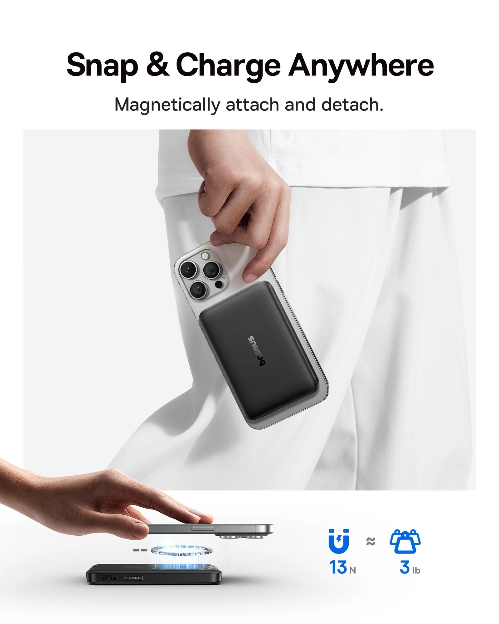 Baseus Qi2 Magnetic Power Bank – 10000mAh 15W Wireless & 22.5W Wired Fast Charger for iPhone 16, 15, 14, 13, 12 Pro Max