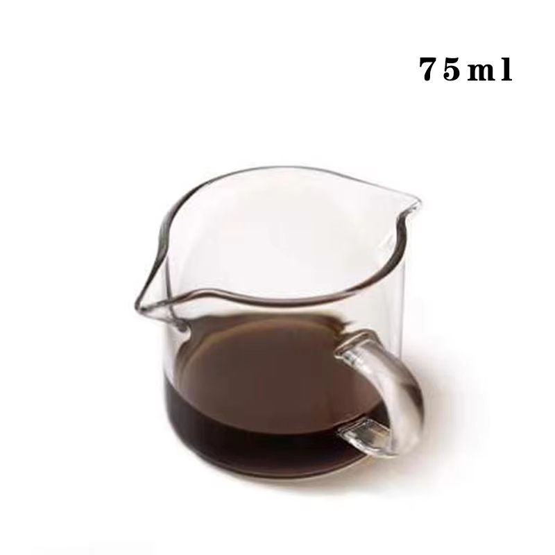 Premium 75ml Glass Espresso Measuring Cup – Double/Single Spout Milk Jug with Handle