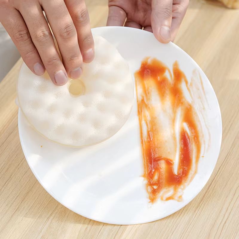 Double-Sided Suction Cup Dishwashing Sponge Brush for Efficient Kitchen Cleaning