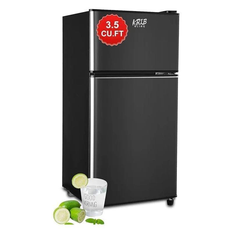 Compact Mini Fridge with Freezer Double Door Energy Efficient Small Refrigerator