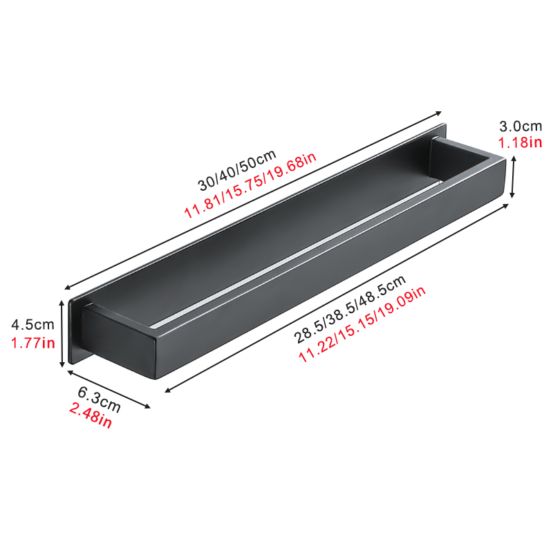 No Drill Black Stainless Steel Towel Holder, Self Adhesive Bathroom Towel Rack, Wall Shower Shelf
