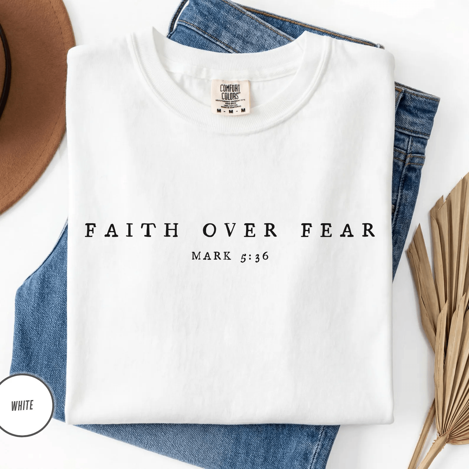 Faith Over Fear Shirt Comfort Colors Christian Minimalist Bible Verse Tee