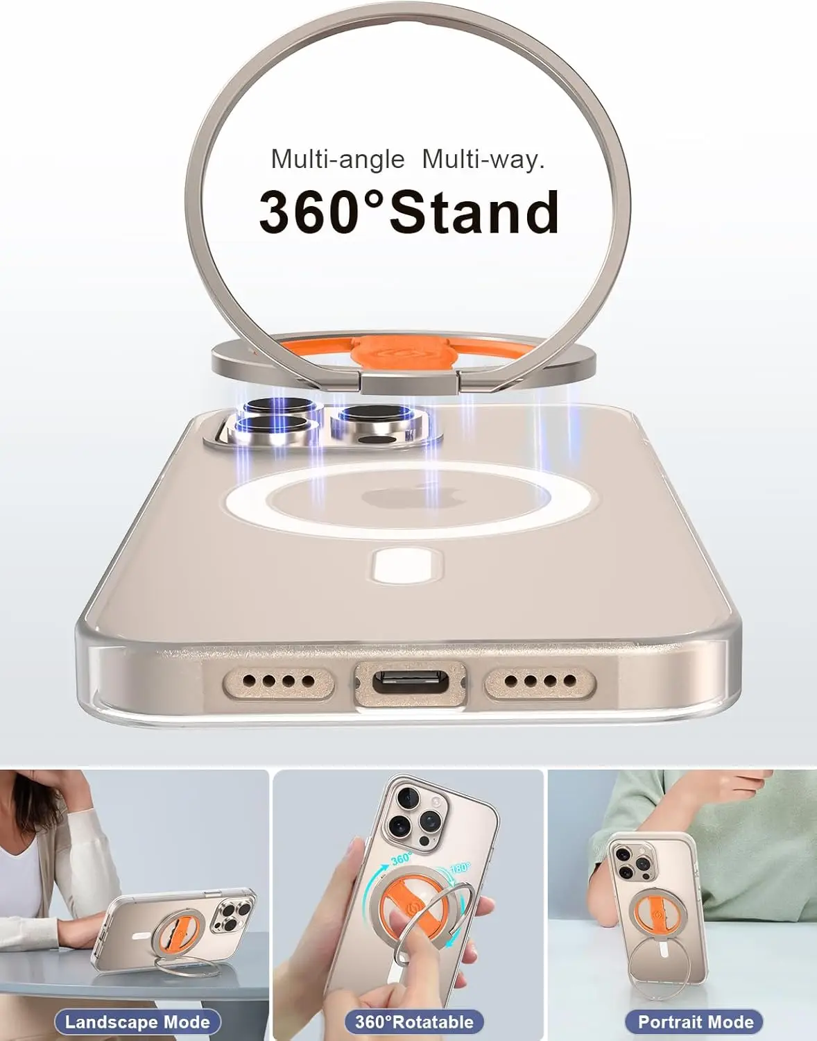 MagOne MagSafe Phone Grip Stand Magnetic Ring Holder with Finger Strap