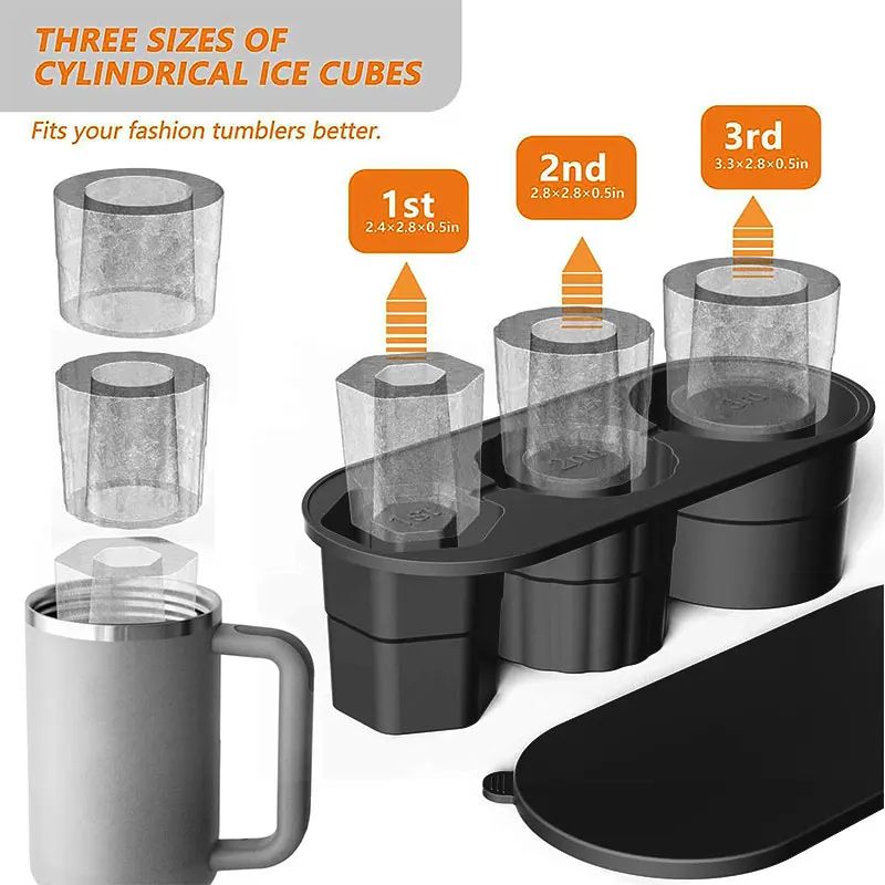 Stanley Tumbler Ice Cube Tray with Lid – Silicone Ice Mold for 20oz, 30oz & 40oz Cups
