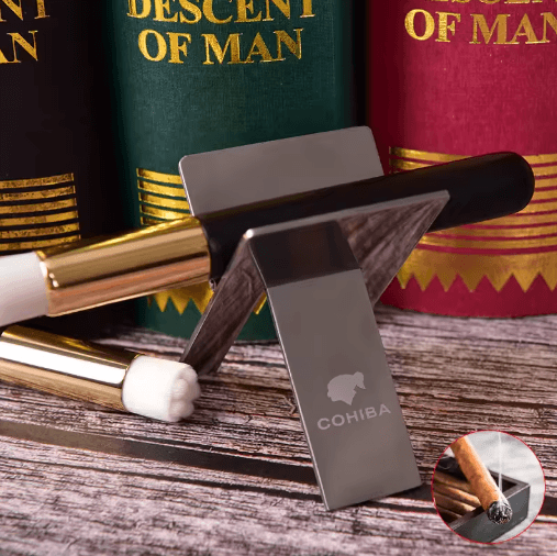 Stainless Steel Cigar Ashtray Holder Foldable Silver Cigar Stand and Tray