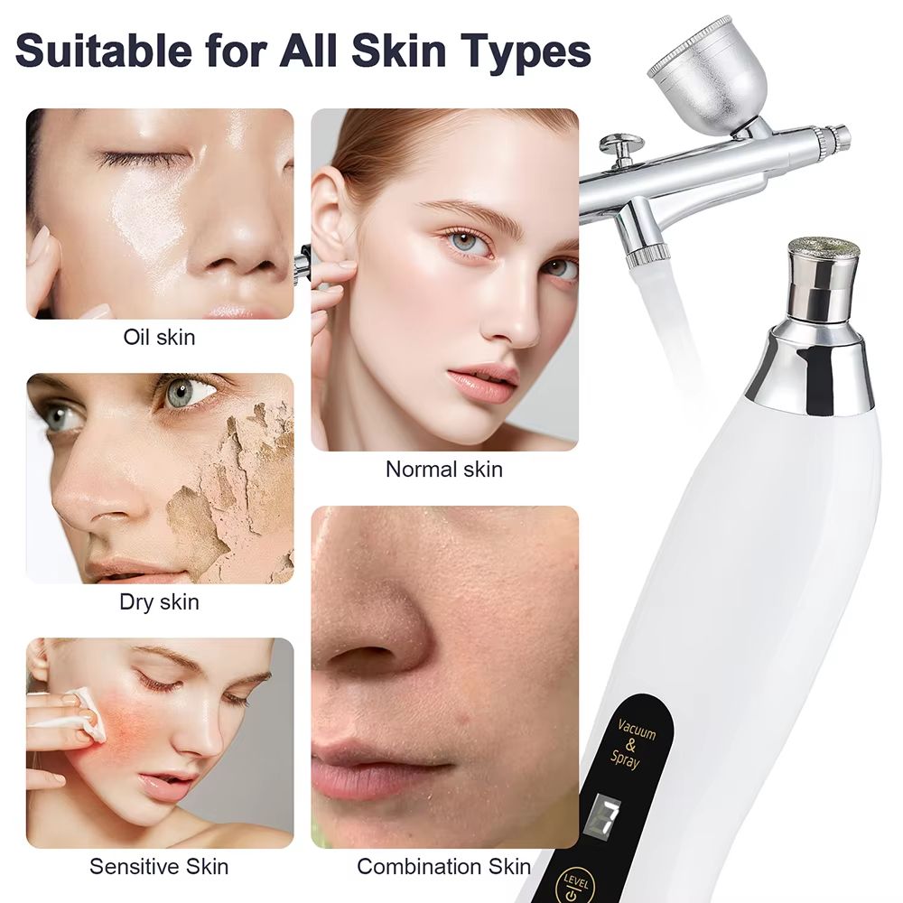 2-in-1 Diamond Microdermabrasion Machine with Hydrating Sprayer – Deep Facial Cleaning & Blackhead Remover