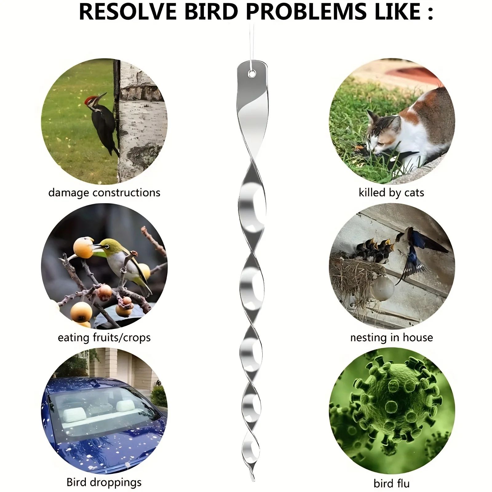 Reflective Bird Repellent Wind Spirals