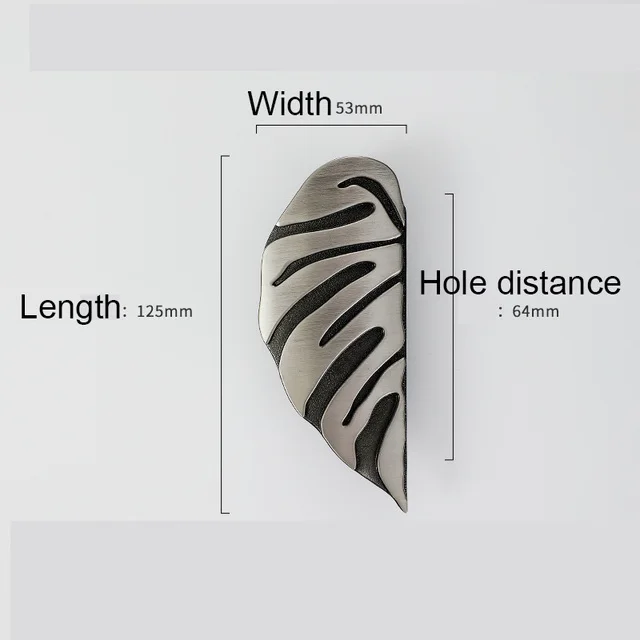 Luxury Leaf Cabinet Handles Black Gold Zinc Alloy Drawer Knobs