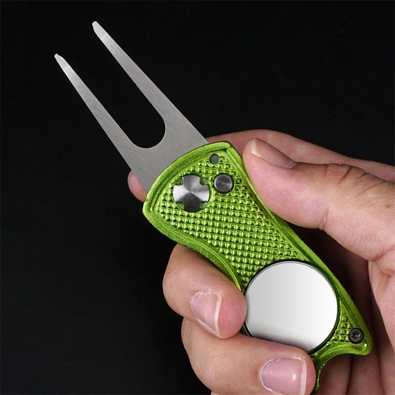 Foldable Golf Divot Repair Tool with Groove Cleaner